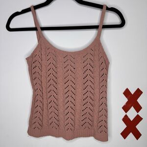 Vintage Y2K Rose Pointelle Knit Cami Crop Top Fairy Whimsygoth Skater S